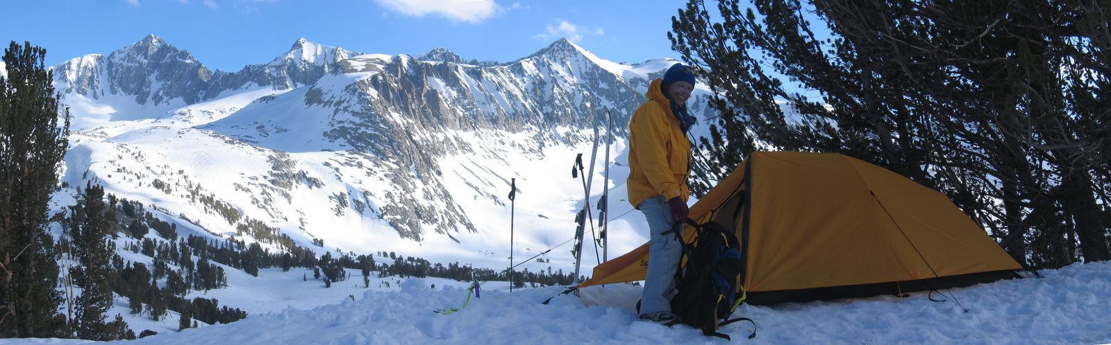 John outside the tent, in Woods Creek Canyon.  Camp #3.